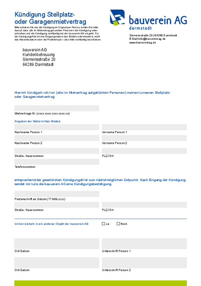 Kündigung Stellplatz Kündigung Stellplatz